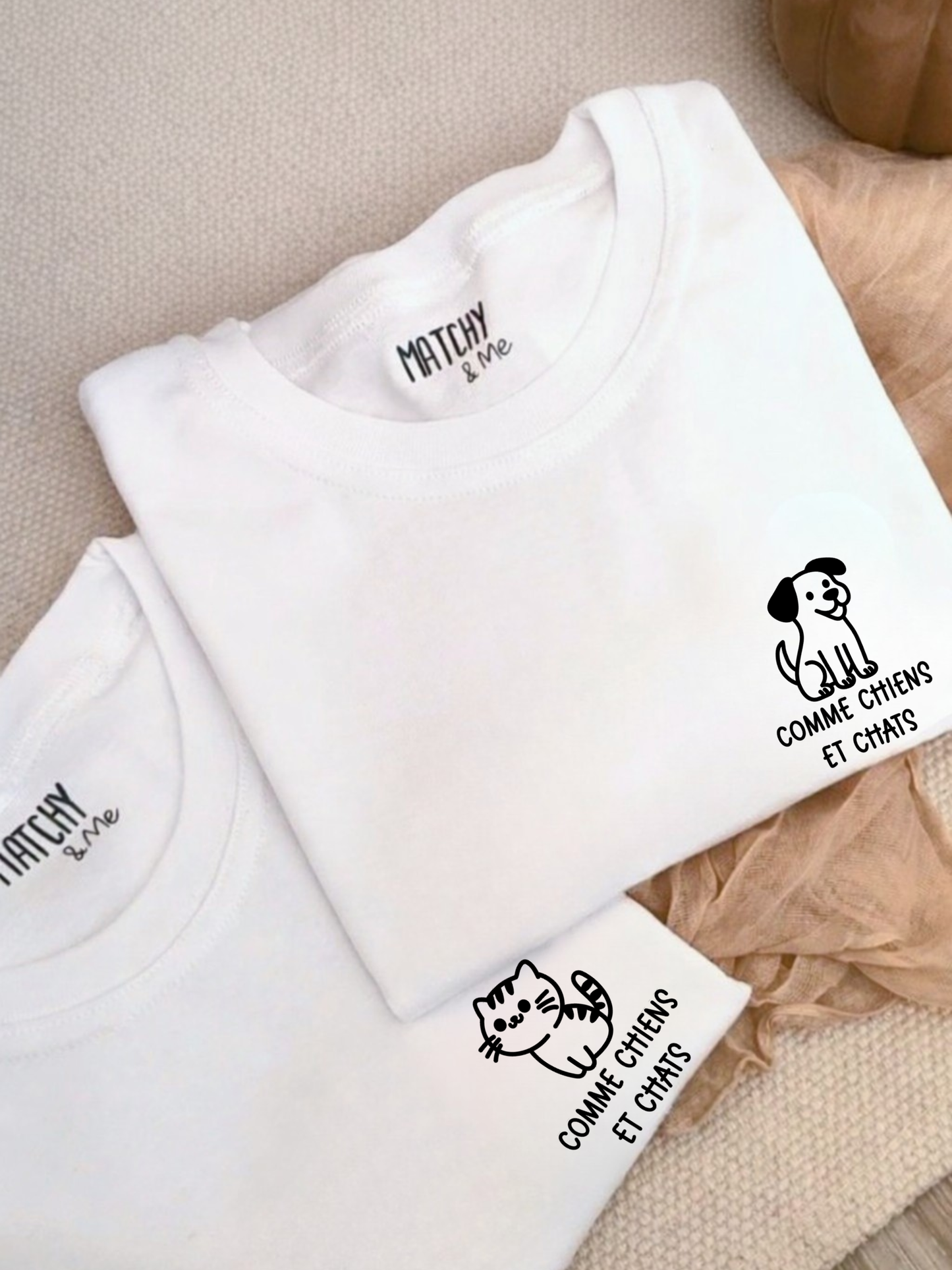 Tee-shirts (ou body) " Comme chiens et chats "