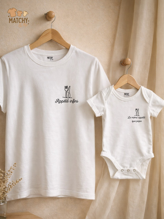 Tee-shirt et body " Qualité infinie comme papa "